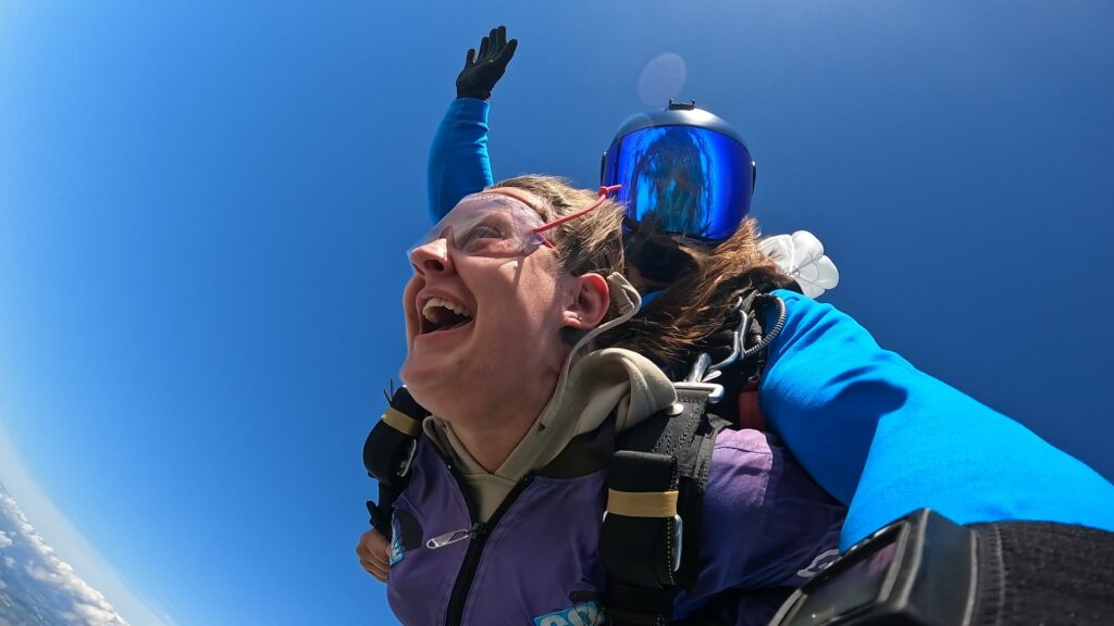 Person skydiving
